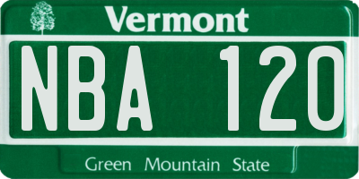 VT license plate NBA120