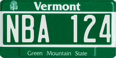 VT license plate NBA124