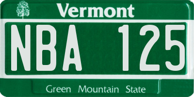 VT license plate NBA125