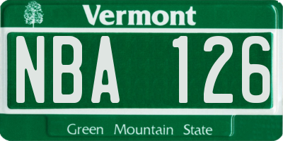 VT license plate NBA126