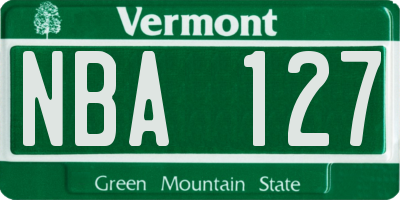 VT license plate NBA127