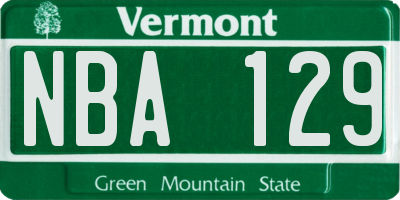 VT license plate NBA129