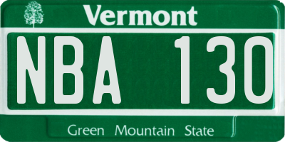 VT license plate NBA130