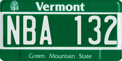 VT license plate NBA132