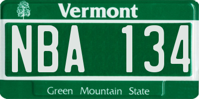 VT license plate NBA134