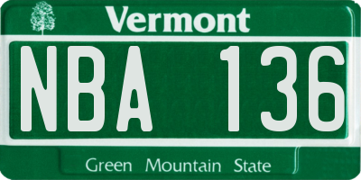 VT license plate NBA136