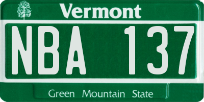 VT license plate NBA137