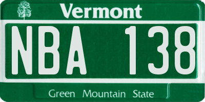 VT license plate NBA138