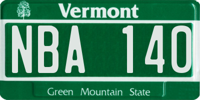VT license plate NBA140