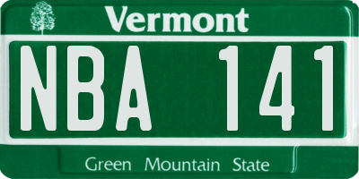 VT license plate NBA141