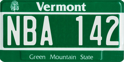 VT license plate NBA142