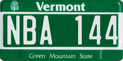 VT license plate NBA144