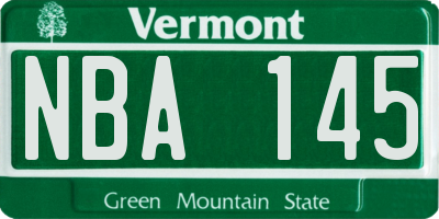 VT license plate NBA145