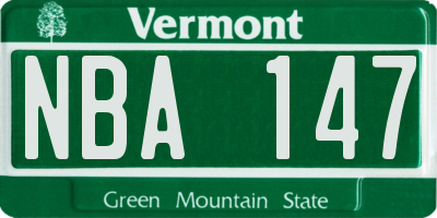VT license plate NBA147