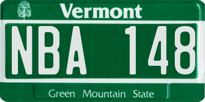 VT license plate NBA148