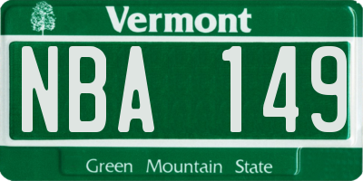 VT license plate NBA149
