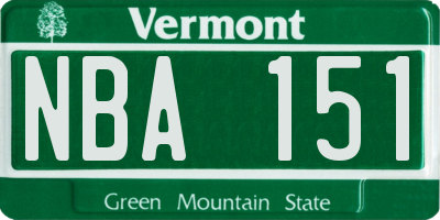 VT license plate NBA151