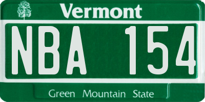 VT license plate NBA154