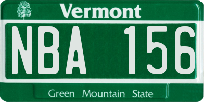 VT license plate NBA156