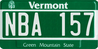 VT license plate NBA157