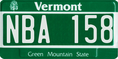 VT license plate NBA158