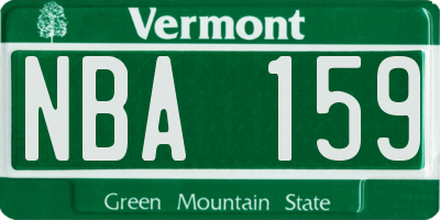 VT license plate NBA159