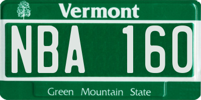 VT license plate NBA160