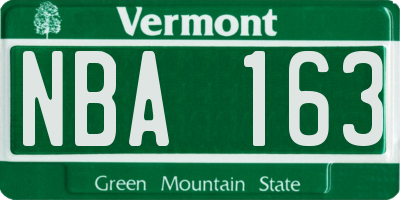 VT license plate NBA163