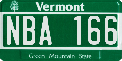 VT license plate NBA166