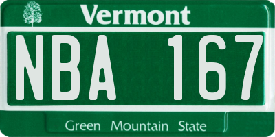VT license plate NBA167