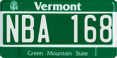 VT license plate NBA168