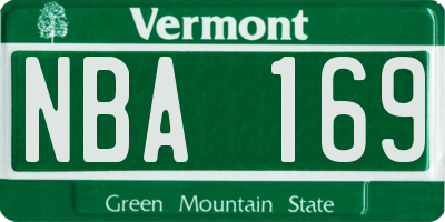 VT license plate NBA169
