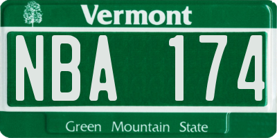 VT license plate NBA174