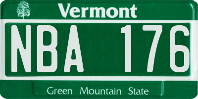 VT license plate NBA176