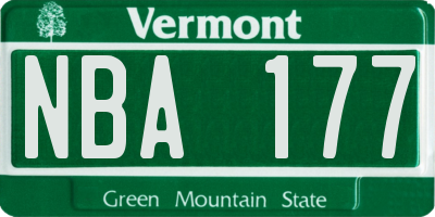 VT license plate NBA177