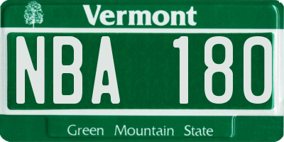 VT license plate NBA180