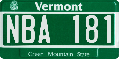 VT license plate NBA181