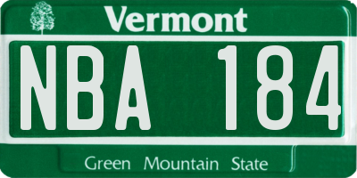 VT license plate NBA184