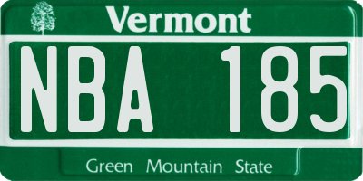 VT license plate NBA185
