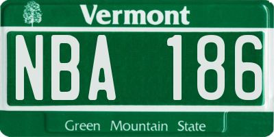 VT license plate NBA186