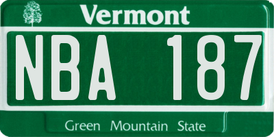 VT license plate NBA187