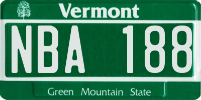 VT license plate NBA188