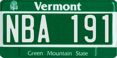 VT license plate NBA191