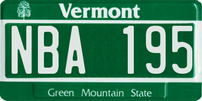 VT license plate NBA195