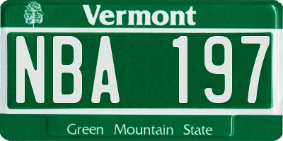 VT license plate NBA197