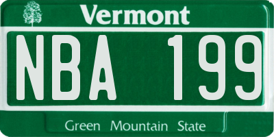 VT license plate NBA199