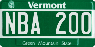 VT license plate NBA200
