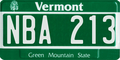 VT license plate NBA213