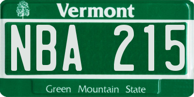 VT license plate NBA215