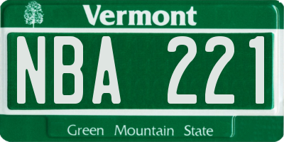 VT license plate NBA221